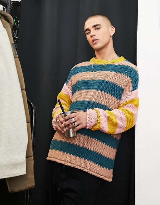 ASOS DESIGN oversized knit sweater in stripe 