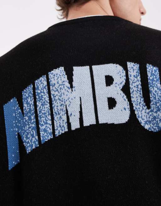 ASOS DESIGN oversized knit sweater with NIMBUS graphic in black, 3 of 5