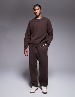 Asos Design Oversized Knit Sweatpants In Brown