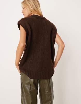 Asos Design Oversized Knit Tank In Burgundy