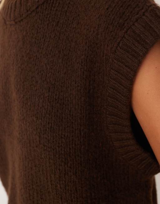 ASOS DESIGN oversized knit tank in chocolate