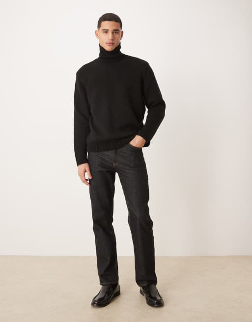 ASOS DESIGN oversized knit textured roll neck sweater in black, 2 of 5