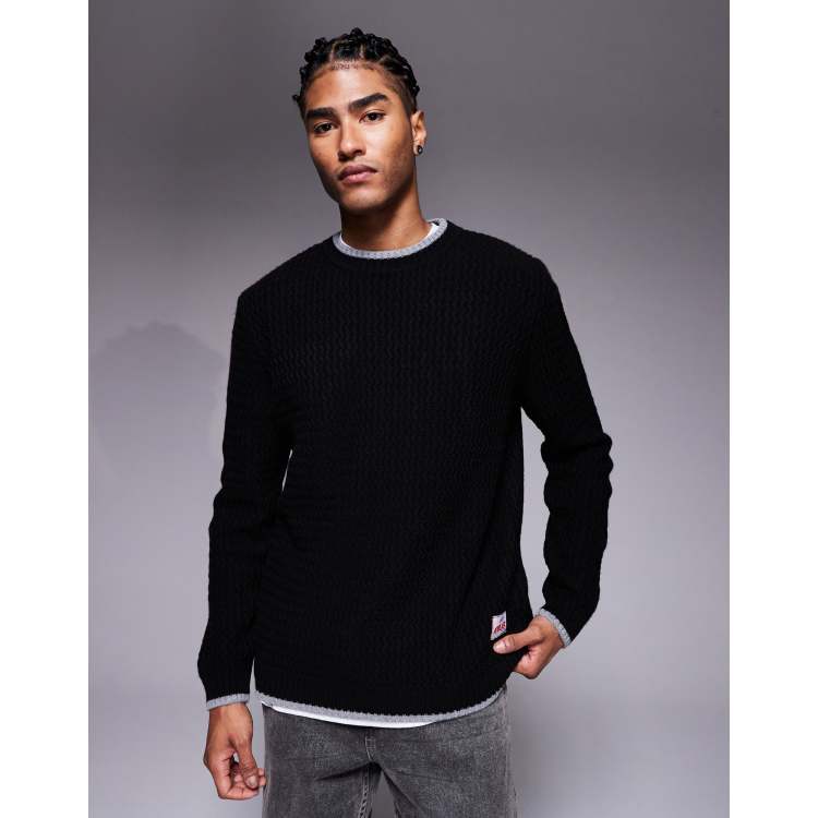 ASOS DESIGN oversized knit textured sweater with woven label in