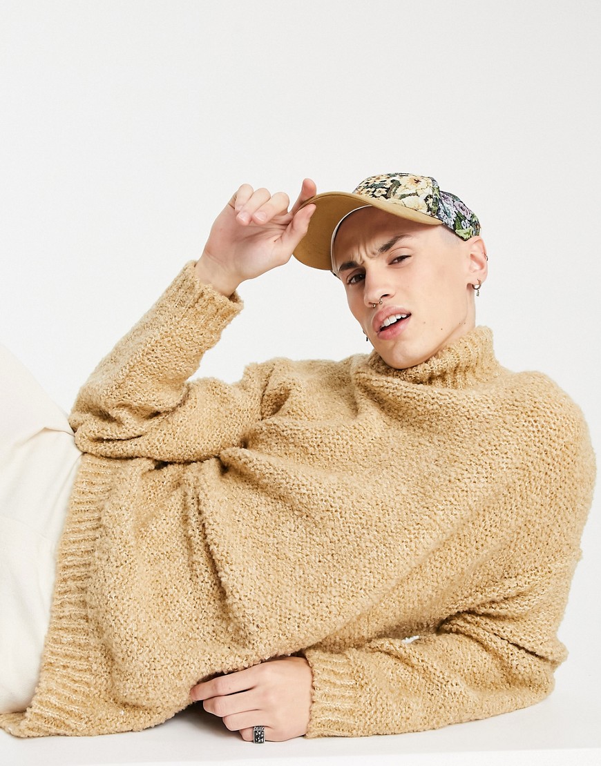 ASOS DESIGN oversized knitted boucle sweater in beige-Neutral