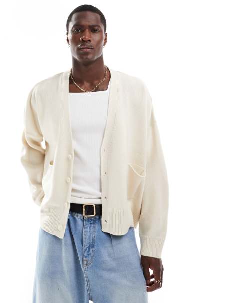 ASOS DESIGN oversized knitted boxy cardigan in ecru  - view 1