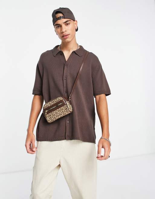 ASOS DESIGN Curve oversized polo T-shirt in brown