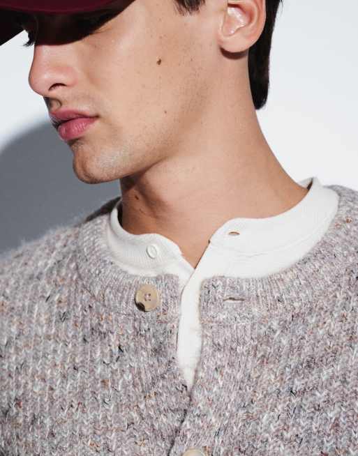 ASOS DESIGN oversized knitted cardigan in beige, 3 of 5