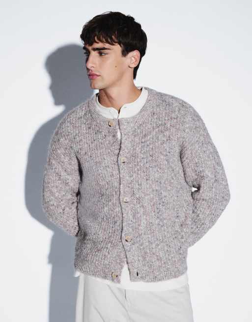 ASOS DESIGN oversized knitted cardigan in beige, 5 of 5