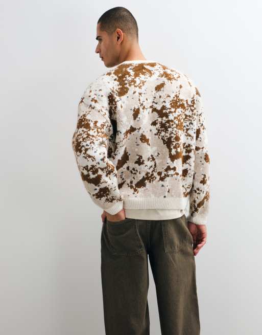 ASOS DESIGN oversized knitted crew neck jumper in multi print, 2 of 5
