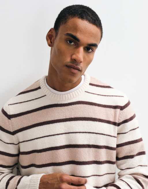 ASOS DESIGN oversized knitted crew neck sweater in fluffy stripe, 5 of 5