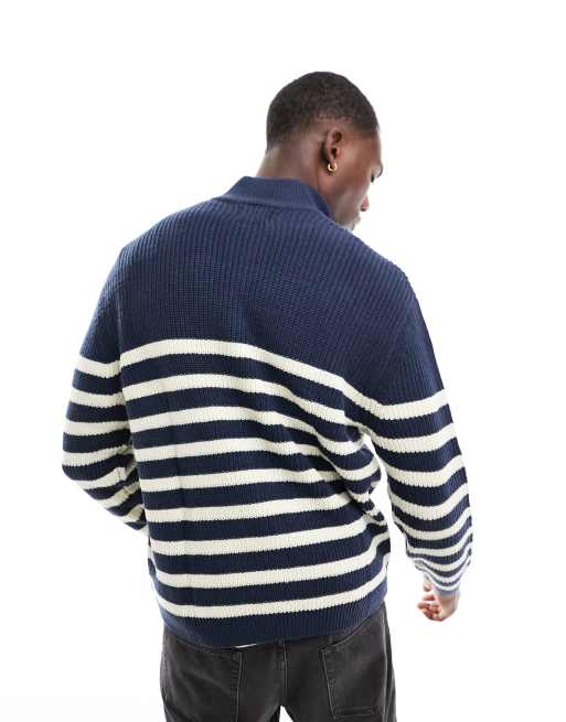 ASOS DESIGN oversized knitted fisherman rib half zip jumper in