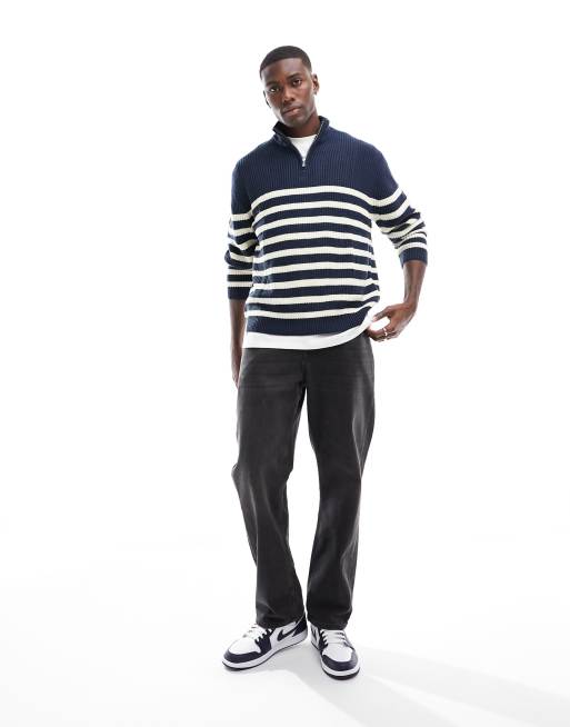 ASOS DESIGN oversized knitted fisherman rib half zip jumper in