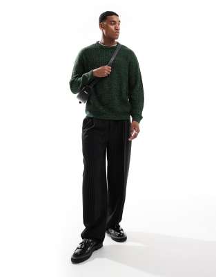 ASOS DESIGN oversized fisherman rib knit sweater in green twist