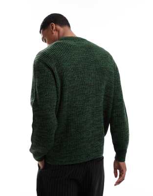 ASOS DESIGN oversized fisherman rib knit sweater in green twist