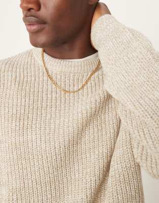 ASOS DESIGN oversized knitted fisherman rib sweater in oatmeal twist