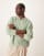 ASOS DESIGN oversized knitted fisherman rib notch neck sweater in sage green