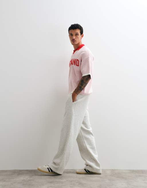 ASOS DESIGN oversized knitted football-style polo with England graphic in white, 3 of 5