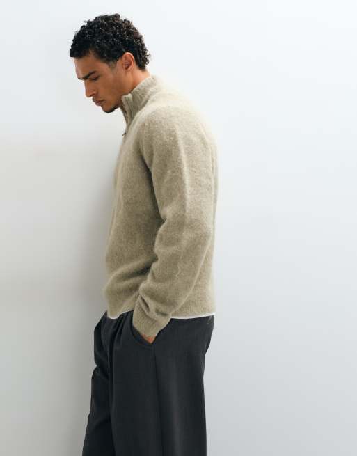 ASOS DESIGN oversized knitted funnel jumper in sage, 5 of 5