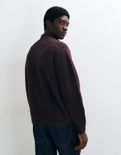 ASOS DESIGN oversized knitted funnel sweater in plum, 4 of 5