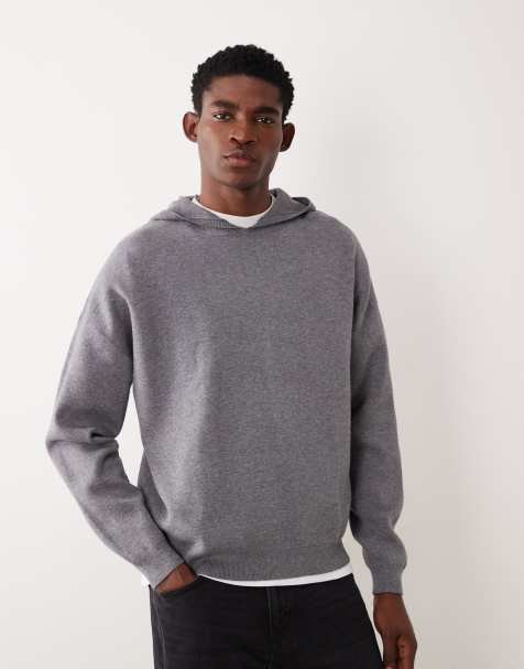 ASOS DESIGN oversized knitted hoodie in grey