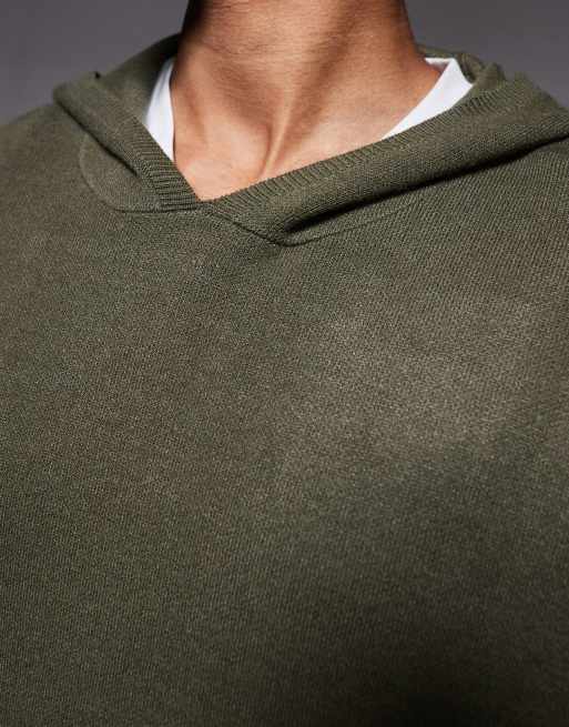 ASOS DESIGN oversized knitted hoodie in khaki, 5 of 5
