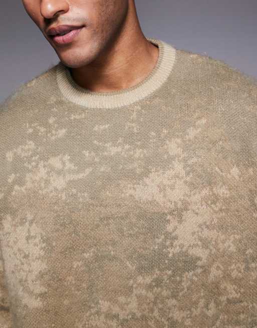 ASOS DESIGN oversized knitted jacquard tie-dye jumper in beige, 5 of 5