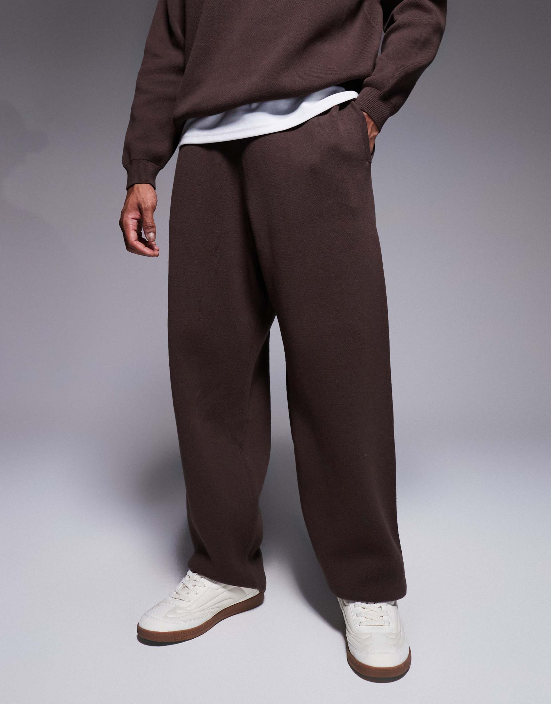 ASOS DESIGN oversized knitted joggers in brown