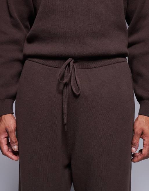ASOS DESIGN oversized knitted joggers in brown, 5 of 5