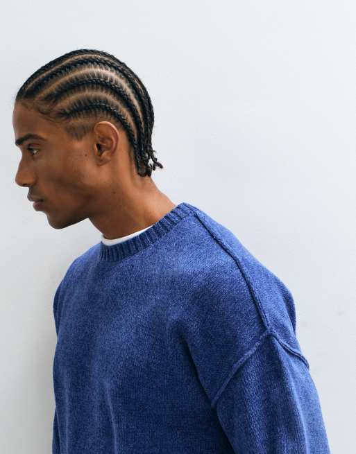 ASOS DESIGN oversized knitted jumper in blue, 4 of 5