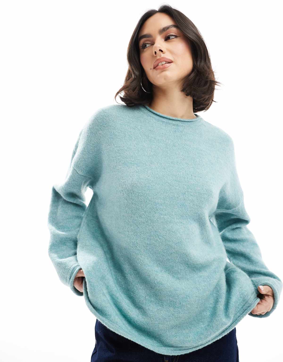 ASOS DESIGN oversized knitted jumper in light blue