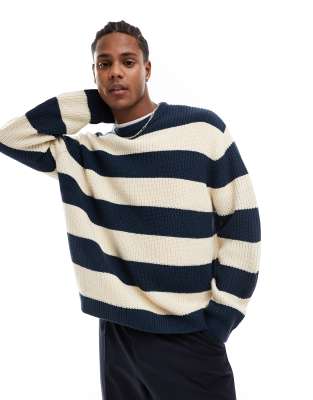 ASOS DESIGN ASOS DESIGN oversized knitted jumper in navy stripe