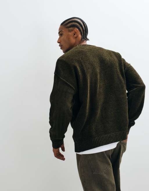 ASOS DESIGN oversized knitted jumper in olive, 4 of 5