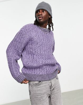 ASOS DESIGN oversized knitted jumper in purple