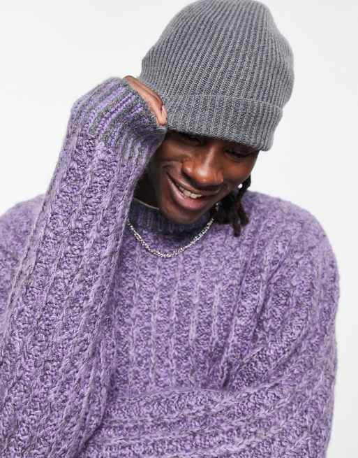 ASOS DESIGN oversized knitted jumper in purple