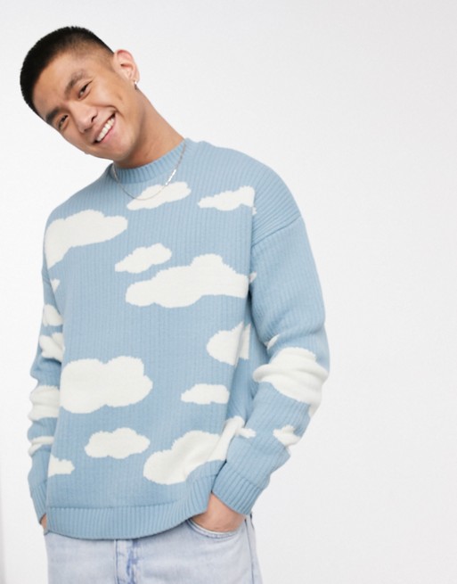 ASOS DESIGN oversized knitted jumper with cloud design