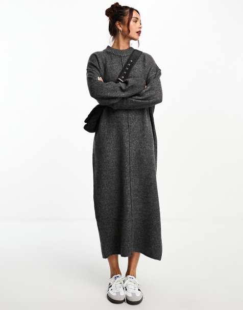 Gray Midi Sweater Dress - The Glamorous Gal