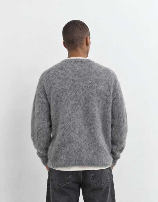 ASOS DESIGN oversized knitted mohair cardigan in gray, 7 of 9