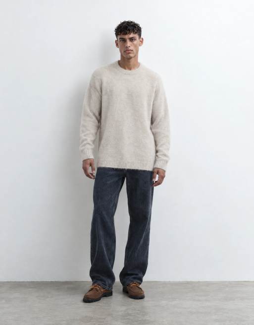 ASOS DESIGN oversized knitted mohair sweater in stone, 7 of 9