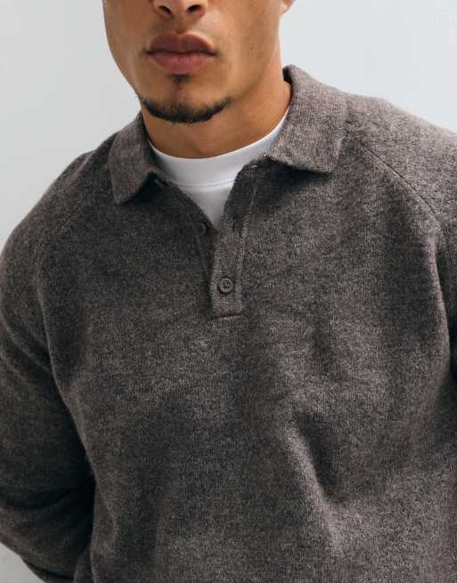 ASOS DESIGN oversized knitted polo in brown, 4 of 5