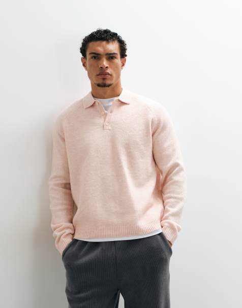 ASOS DESIGN oversized knitted polo in pink