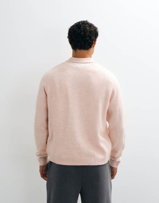 ASOS DESIGN oversized knitted polo in pink, 4 of 5