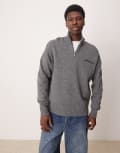 [ASOS DESIGN] ASOS DESIGN oversized knitted quarter zip jumper with zip pocket in charcoal grey M Charcoal grey