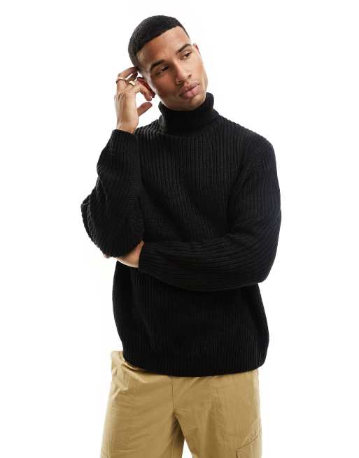 Black roll store neck oversized jumper