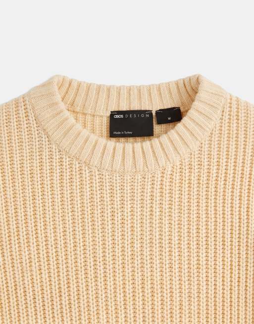 ASOS DESIGN oversized knitted ribbed jumper in pale yellow, 10 of 10