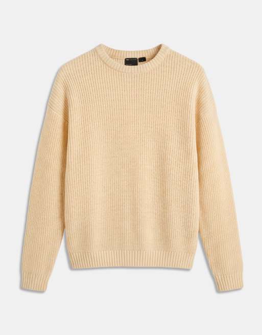 ASOS DESIGN oversized knitted ribbed jumper in pale yellow, 7 of 10