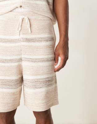 Asos Design Oversized Knitted Shorts In Neutral