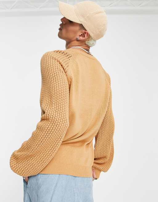 ASOS DESIGN oversized waffle knit sweater in pale blue