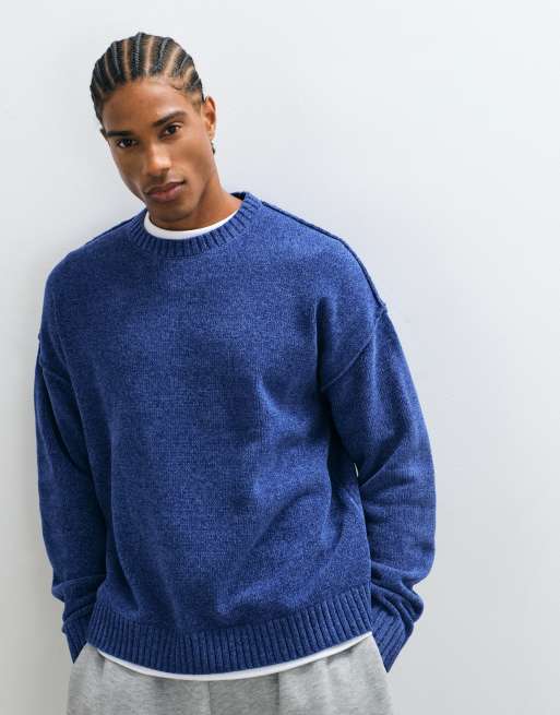 ASOS DESIGN oversized knitted sweater in blue, 5 of 5