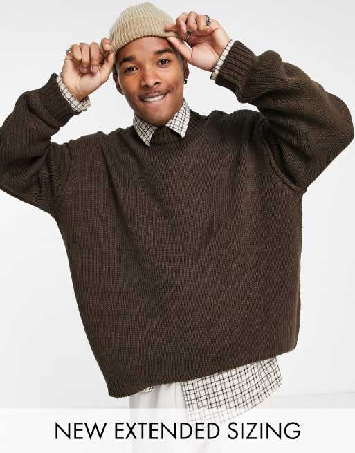 ASOS DESIGN oversized knitted sweater in brown | ASOS