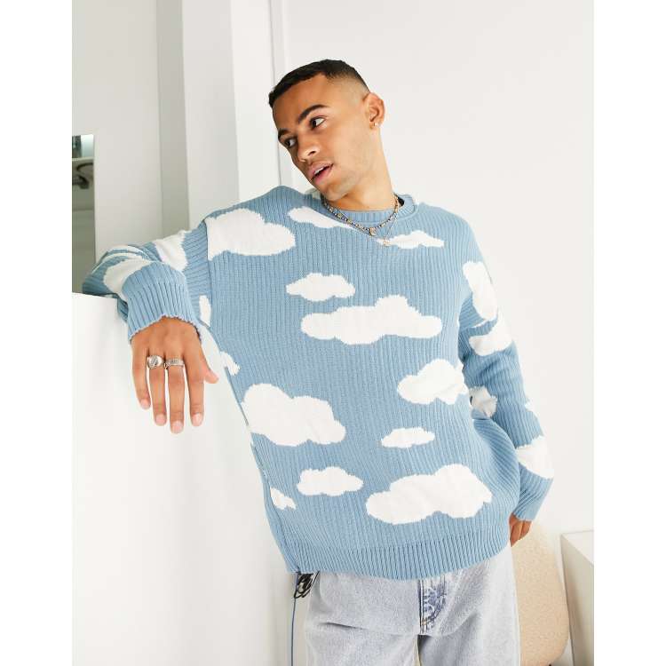 ASOS DESIGN oversized knitted sweater with cloud design